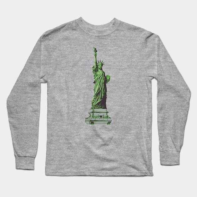 statue of liberty print independence day new york Long Sleeve T-Shirt by gossiprag